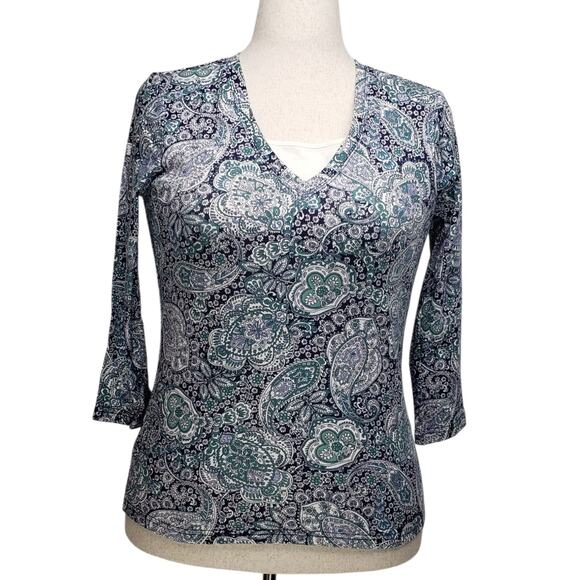 Basic Editions Floral Paisley Shirt Cotton Blend Sz S Retro Y2K Mallcore 2010s - Picture 1 of 7